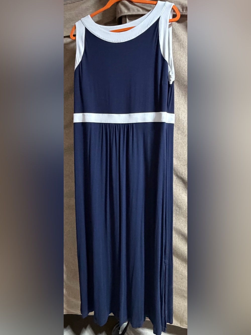 Lands End Navy Maxi Dress with White Trim XL/18